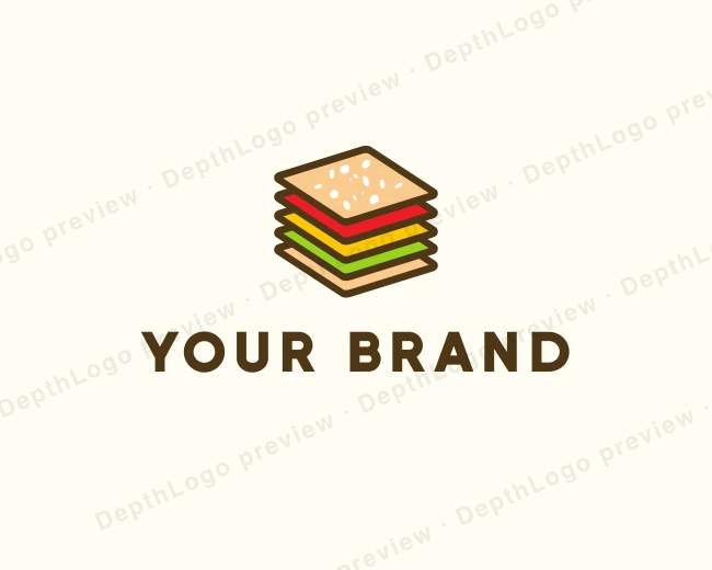 Square Burger Sandwich logo template for Your Brand