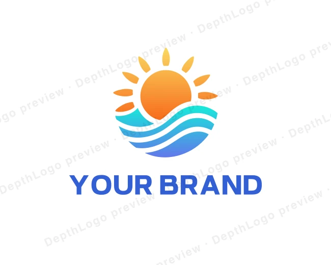 Sunrise Ocean Wave logo template for Your Brand