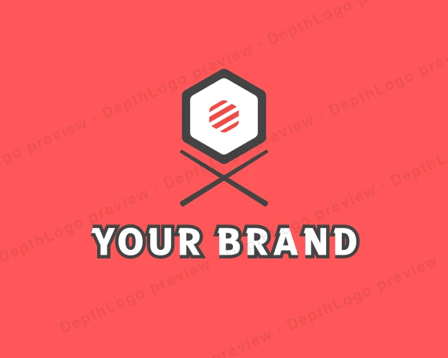 Sushi Chopsticks Hexagon logo template for Your Brand
