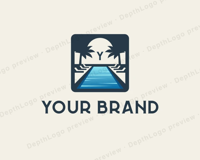 Swimming Pool Resort logo template for Your Brand