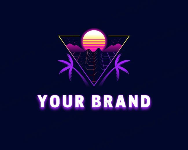Tropical Neon Beach logo template for Your Brand