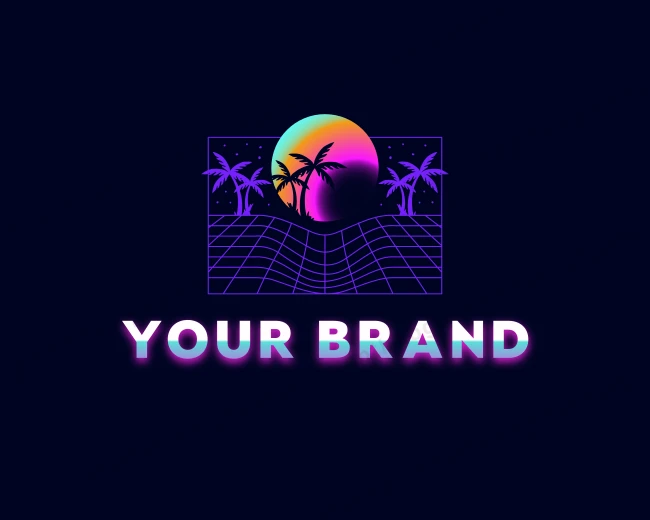 Tropical Neon Beach logo template for Your Brand