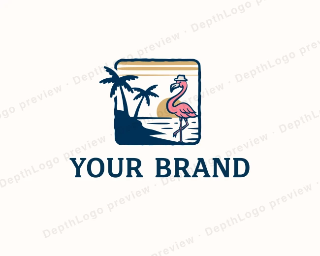 Vacation Flamingo Resort logo template for Your Brand