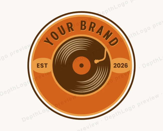 Vinyl Recording Music logo template for Your Brand