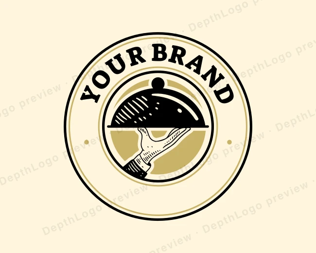 Waiter Cloche Catering logo template for Your Brand