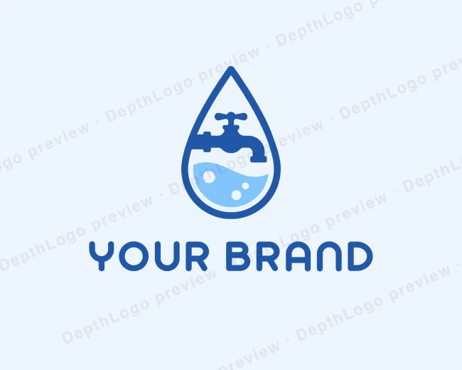 Water Plumbing Faucet logo template for Your Brand
