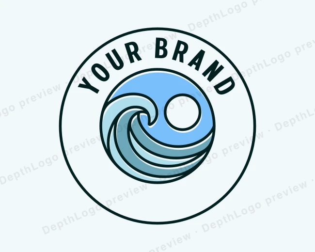Wave Coastal Surfing logo template for Your Brand