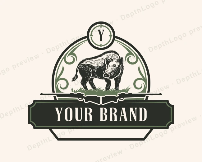 Wild Boar Hunting logo template for Your Brand