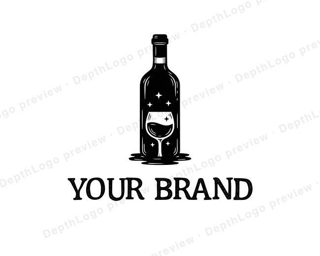 Wine Bottle Glass logo template for Your Brand
