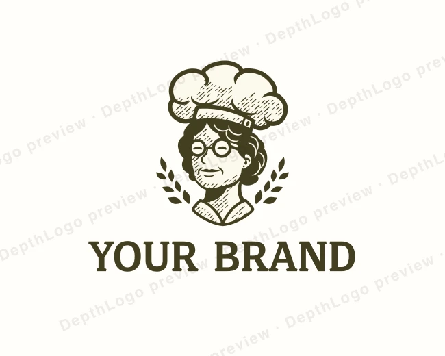 Woman Chef Restaurant logo template for Your Brand