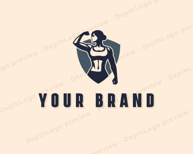 Woman Fitness Shield logo template for Your Brand