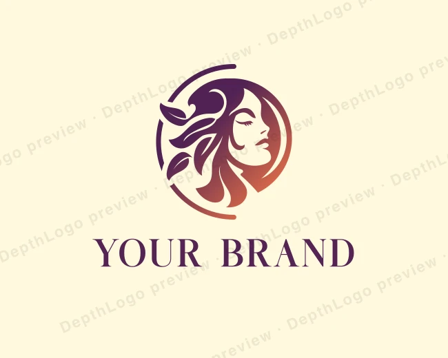 Woman Leaf Salon logo template for Your Brand